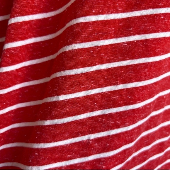 UMGEE Red Striped Cold Shoulder Lace Tunic Blouse Shirt Swim Coverup Pockets M - Picture 8 of 14